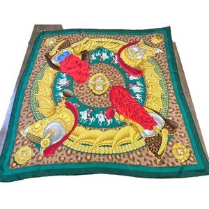 Hermes Holt Renfrew Scarf Carre 90 Casques Et Plumets Red Green